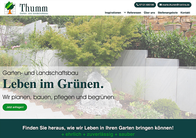 Webdesign Referenz: Thumm Garten- und Landschaftsbau Website von Indihar.Art