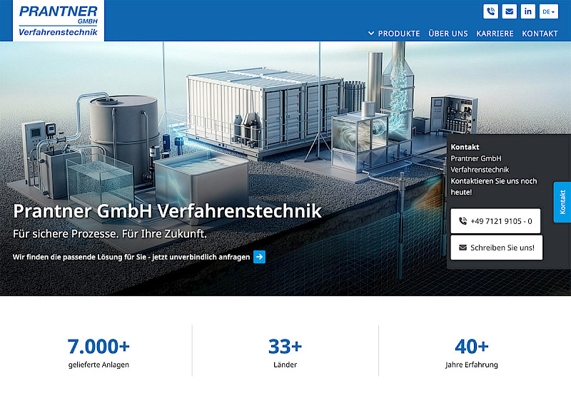 Webdesign Referenz: Prantner GmbH Website von Indihar.Art
