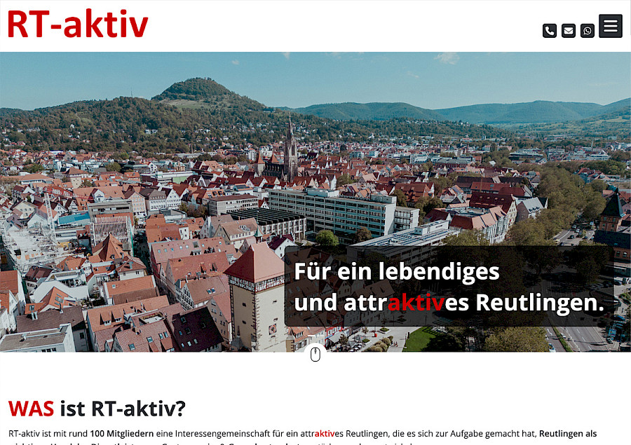 Webdesign Referenz: Reutlingen aktiv - Interessengemeinschaft für ein attraktives Reutlingen Website von Indihar.Art
